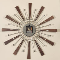 George Nelson 19" Wood and Silver Tone Metal Atomic Sunburst Wall Clock