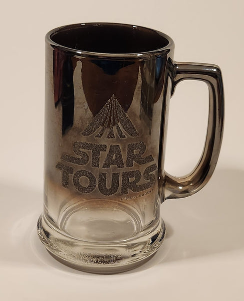 1986 LFL and Disney Star Wars Star Tours Mirrored Smoked Glass Beer Mug Cup