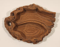 Vintage Coco Joe's Heavy Hapa Wood Tree Stump Design 2 Compartment Candy Serving Dish