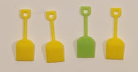 Green and Yellow Sand Shovels 5/8" Tiny Miniature Plastic Toys Set of 4