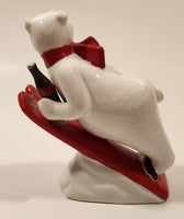 1995 Enesco Coca Cola Always Ski Jumping Polar Bear 4" Tall Ceramic Figurine