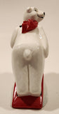 1995 Enesco Coca Cola Always Ski Jumping Polar Bear 4" Tall Ceramic Figurine