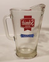 Vintage Schmidt Beer The Brew That Grew With The Great Northwest 9" Tall Heavy Glass Beer Pitcher Jug