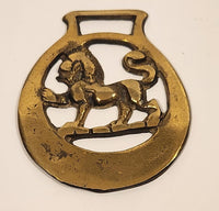 Antique Lion Themed Horse Brass Medallion 2 3/4" x 3 1/8"