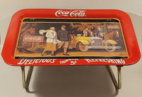 1987 Coca Cola "Touring Car" Folding Metal Lunch TV Tray