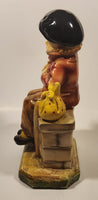 Vintage Devon Ware Boy Sitting with Hobo Stick 10" Tall Chalkware Sculpture