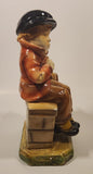 Vintage Devon Ware Boy Sitting with Hobo Stick 10" Tall Chalkware Sculpture