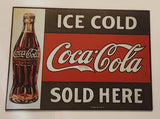 Ice Cold Coca Cola Sold Here Hardboard Wood Wall Plaque Sign 20" x 27 1/2"