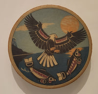 Clarence A. Wells Port Simpson, B.C. Aboriginal Art Eagle and Salmon Deer Hide Rimmed Drum Print