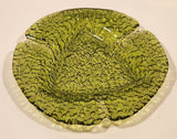 Vintage Green Crinkle Glass Spade Impression Ash Tray