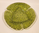 Vintage Green Crinkle Glass Spade Impression Ash Tray