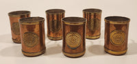 Antique Brass and Copper Aztec Mayan Calendar Small Mug Set of 6