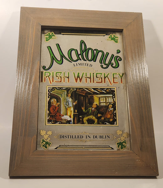 Vintage Maloney's Limited Irish Whiskey Distilled In Dublin Wood Framed Pub Mirror