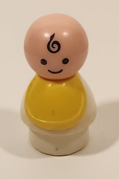 Vintage Fisher Price Little People Baby Boy Yellow Big White Toy Figure