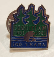 Coquitlam 1891-1991 100 Years Fishing Themed 1/4" x 5/8" Enamel Metal Lapel Pin