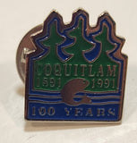 Coquitlam 1891-1991 100 Years Fishing Themed 1/4" x 5/8" Enamel Metal Lapel Pin