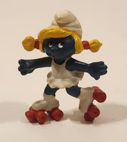 Vintage Peyo Schleich Smurfs Roller Skater Smurfette 2" PVC Toy Figure Made in W. Germany