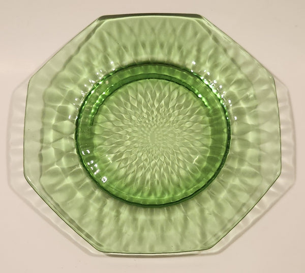 Vintage Fenton Style Lime Green Glass 6" Octagon Bread and Butter Side Plate