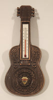 Vintage British Columbia Acoustic Guitar Shaped Copper Thermometer Wall Hanging