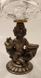 Antique 1930s 5599 Kintaro Boy Cherub Riding Koi Fish Brass and Crystal Glass Pedestal Candy Dish