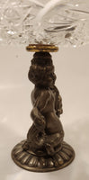 Antique 1930s 5599 Kintaro Boy Cherub Riding Koi Fish Brass and Crystal Glass Pedestal Candy Dish