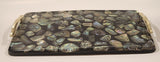 Vintage MCM Abalone Mother of Pearl 14" Serving Tray with Brass Handles