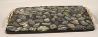 Vintage MCM Abalone Mother of Pearl 14" Serving Tray with Brass Handles