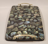 Vintage MCM Abalone Mother of Pearl 14" Serving Tray with Brass Handles