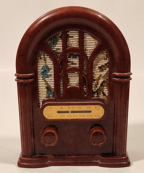 Vintage Style Cathedral Plastic AM FM Radio with Cross Stitch Inlay