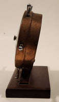 Vintage Airguide Fee and Stemwedel Captain's Ship's Wheel Copper Barometer with Wood Base Made in U.S.A.