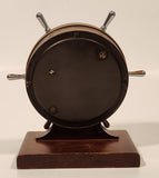 Vintage Airguide Fee and Stemwedel Captain's Ship's Wheel Copper Barometer with Wood Base Made in U.S.A.