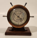 Vintage Airguide Fee and Stemwedel Captain's Ship's Wheel Copper Barometer with Wood Base Made in U.S.A.