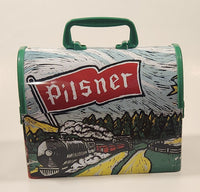 Pilsner Beer with Train Locomotive Themed Metal Lunch Box