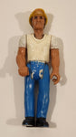 Vintage 1974 Fisher Price Construction Worker in White Shirt 3 3/4" Tall Toy Action Figure