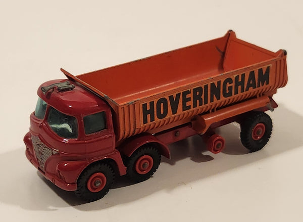 Vintage Lesney Matchbox Series King Size No. 1 Hoveringham Tipper Dump Truck Red and Orange Die Cast Toy Car Vehicle