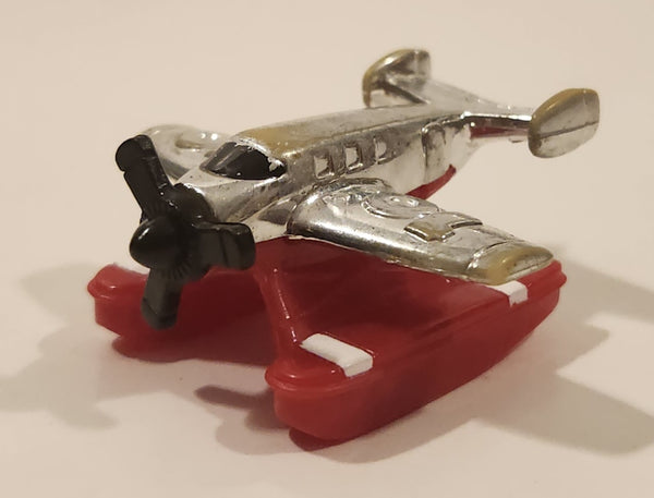 1996 LGT Galoob Micro Machines Ocean Flyer Float Plane Chrome and Red Plastic Die Cast Toy Aircraft