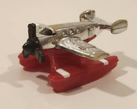 1996 LGT Galoob Micro Machines Ocean Flyer Float Plane Chrome and Red Plastic Die Cast Toy Aircraft