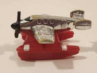 1996 LGT Galoob Micro Machines Ocean Flyer Float Plane Chrome and Red Plastic Die Cast Toy Aircraft