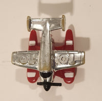 1996 LGT Galoob Micro Machines Ocean Flyer Float Plane Chrome and Red Plastic Die Cast Toy Aircraft