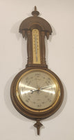 Vintage Barigo Ornate Spire Top Wood Cased Wall Thermometer Barometer Weather Station Made in Germany