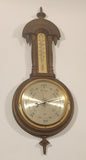 Vintage Barigo Ornate Spire Top Wood Cased Wall Thermometer Barometer Weather Station Made in Germany