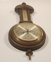 Vintage Barigo Ornate Spire Top Wood Cased Wall Thermometer Barometer Weather Station Made in Germany