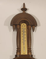 Vintage Barigo Ornate Spire Top Wood Cased Wall Thermometer Barometer Weather Station Made in Germany