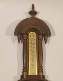 Vintage Barigo Ornate Spire Top Wood Cased Wall Thermometer Barometer Weather Station Made in Germany