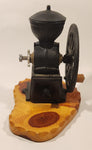 Antique Universal Black Cast Iron Side Wheel Coffee Grinder Mill on Wood Base