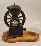 Antique Universal Black Cast Iron Side Wheel Coffee Grinder Mill on Wood Base