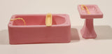 Vintage 1960s Pink Bathroom Furniture Miniature Plastic Dollhouse Toys Made in Hong Kong