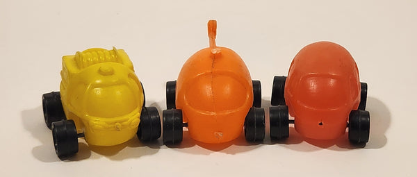 Vintage 1960s Futuristic Looking Red, Orange, Yellow Plastic Toy Car Vehicles Made in Hong Kong