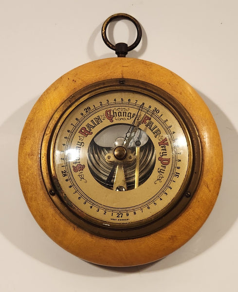 Vintage Wooden Cased 5" Weather Barometer Made in West Germany