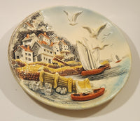 Vintage Ideal Artware Ltd. E. W. Usher Coastal Seaside Scene 12" 3D Chalkware Wall Plaque